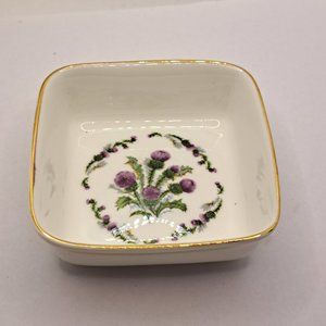 Royal Vale trinket dish with purple thistles.
